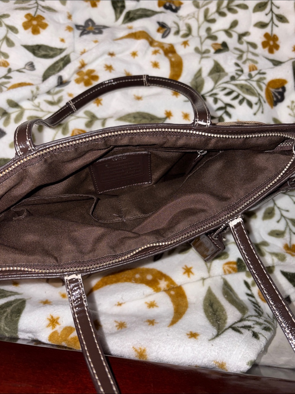 Coach Brown Signature Canvas Tote with Chocolate Trim - Picture 5 of 6